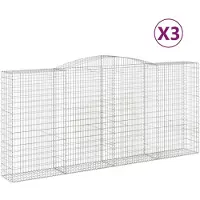 vidaXL Gabions avec arc surélevé 3 pcs. 400x50x180/200cm Fer galvanisé