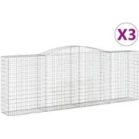 vidaXL Gabions avec arc surélevé 3 pcs. 400x50x140/160cm Fer galvanisé