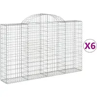 vidaXL Gabions avec arc surélevé 6 pcs. 200x30x120/140cm Fer galvanisé