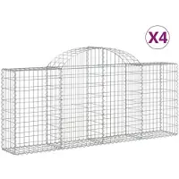 vidaXL Gabions avec arc surélevé 4 pcs. 200x30x80/100 cm Fer galvanisé