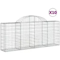 vidaXL Gabions avec arc surélevé 10 pcs. 200x30x80/100cm Fer galvanisé