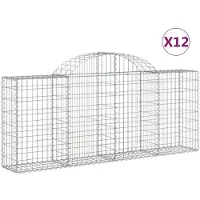 vidaXL Gabions avec arc surélevé 12 pcs. 200x30x80/100cm Fer galvanisé