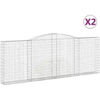 vidaXL Gabions avec arc surélevé 2 pcs. 400x30x140/160cm Fer galvanisé