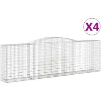 vidaXL Gabions avec arc surélevé 4 pcs. 400x50x120/140cm Fer galvanisé