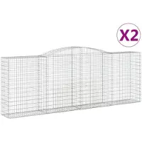 vidaXL Gabions avec arc surélevé 2 pcs. 400x50x140/160cm Fer galvanisé