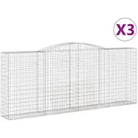 vidaXL Gabions avec arc surélevé 3 pcs. 400x50x160/180cm Fer galvanisé