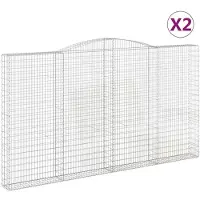 vidaXL Gabions avec arc surélevé 2 pcs. 400x30x220/240cm Fer galvanisé