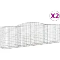 vidaXL Gabions avec arc surélevé 2 pcs. 400x50x120/140cm Fer galvanisé