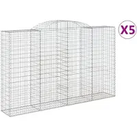 vidaXL Gabions 5 pcs voûtés 300x50x180/200 cm en fer