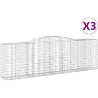 vidaXL Gabions avec arc surélevé 3 pcs. 400x50x120/140cm Fer galvanisé