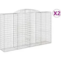 vidaXL Gabions avec arc surélevé 2 pcs. 300x50x180/200cm Fer galvanisé