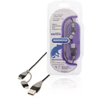 Nedis Bandridge Câble de synchronisation et de charge 2 en 1 USB A mâle - Micro-B mâle 1.00 m Noir + Adaptateur Lightning NE550546473