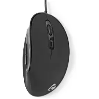 Nedis Souris ergonomique filaire - droitier - 6 boutons - 3200 DPI - câble de 1,8 m - noir (Filaire), Souris, Noir