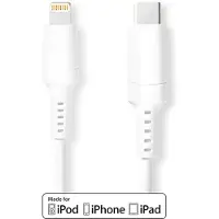 Nedis Câble Lightning - USB 2.0 - Apple Lightning 8 broches - USB-C mâle - 480 Mbps - nickelé - 2.00 m - rond - PVC - blanc - boîte