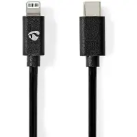 Nedis Câble Lightning - USB 2.0 - Apple Lightning 8 broches - Connecteur USB-C - 480 Mbps - Nickelé - 2,00 m - Rond - PVC - Noir - Enveloppe