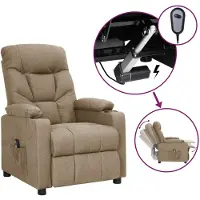 vidaXL Fauteuil relax électrique Tissu Taupe