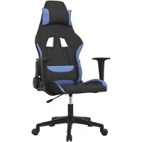 vidaXL Chaise de jeu avec fonction de massage Noir et bleu Tissu