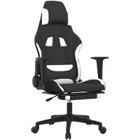 vidaXL Chaise de jeu avec massage & repose-pieds Tissu noir et blanc