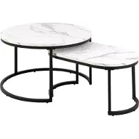 Ebuy24 Spiro table basse Ø70cm, 2 pcs. marbreReproduction blanc.