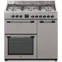 Continental Edison Cook Piano Gaz 3 quatre feux CECP903Fix 5 feux - acier inoxydable - largeur 90 cm