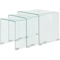 vidaXL Ensemble de tables gigognes 3 Pièces Verre trempé Transparent
