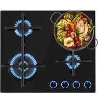 Klarstein Plaque de Cuisson Gaz 4 Feux, Table de Cuisson à Gaz 4 Brûleurs, Plaque Gaz 8.5 kW, Piano Cuisine Gaz en Acier Inoxydable, Plaque de Cuisson Gaz Encastrable, Plaque a Gaz Cuisine Inox