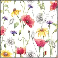 Ambiente 20 SERVIETTES PAPIER PRAIRIE COQUELICOTS 33CM