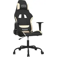 vidaXL Chaise de jeu de massage Noir et crème Tissu