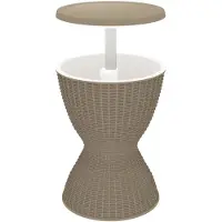 vidaXL Table 3 en 1 avec seau à glace Marron clair Polypropylène
