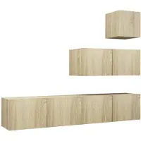 vidaXL 4 Piece TV Cabinet Set Sonoma Oak Engineered Wood