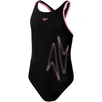 Speedo Boom Logo Placement Flyback Swimsuit Noir 5-6 Years Fille