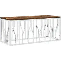 vidaXL Table basse en acier inoxydable et vieux bois massif