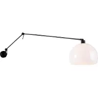 QAZQA Applique murale noire avec abat-jour blanc 30 cm orientable - Blitz