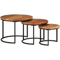 vidaXL Tables d'ensemble 3 pcs. Bois massif acacia