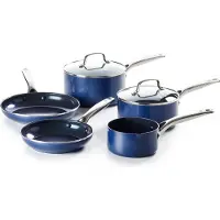 Blue Diamond Diamond Cooking Pans Set 5 -Stück mit Deckel - Blau - Anti -Stick - Pfas -frei, Poêle + casserole, Bleu