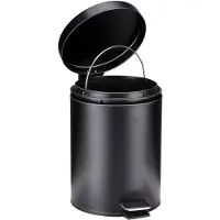 Dirt Devil Poubelle à pédale 5L - Poubelle de cuisine avec fermeture en douceur - Poubelle en inox - Seau intérieur amovible - Poubelle de cuisine - Ø20,5 x 28 CM - Noir