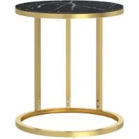 vidaXL Table d'appoint Doré et marbre noir 45 cm Verre trempé