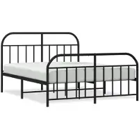 vidaXL Lit métallique sans matelas avec pied de lit noir 180x200 cm