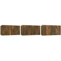 vidaXL Armoires murales TV 3 pcs. Chêne fumé 60x30x30 cm