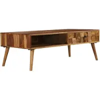 vidaXL Table basse en bois massif d'acacia brun miel 110x50x37 cm