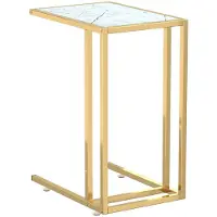 vidaXL Table d'appoint ordinateur Marbre blanc 50x35x65cm Verre trempé