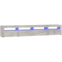 vidaXL Armoire TV avec lampes LED gris béton 240x35x40 cm