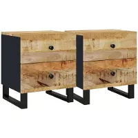 vidaXL Tables de chevet 2 pcs 40x33x46 cm Bois de manguier solide