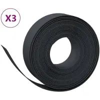 vidaXL Bordure de pelouse 3 pcs. noir 10 m 15 cm polyéthylène