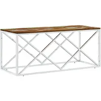 vidaXL Table basse en acier inoxydable et vieux bois massif