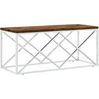 vidaXL Table basse en acier inoxydable et vieux bois massif