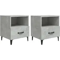 vidaXL Tables de chevet 2 pcs Gris béton Bois d'ingénierie