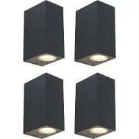 QAZQA Ensemble de 4 appliques murales modernes noires 2 lumières IP44 - Baleno