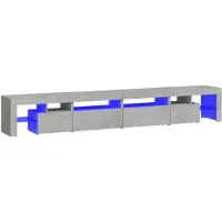 vidaXL Armoire TV avec lampes LED gris béton 260x36,5x40 cm
