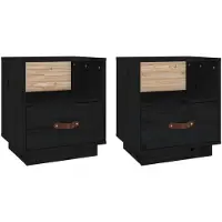 vidaXL Tables de chevet 2 pcs Noir 40x34x45 cm Bois de pin massif